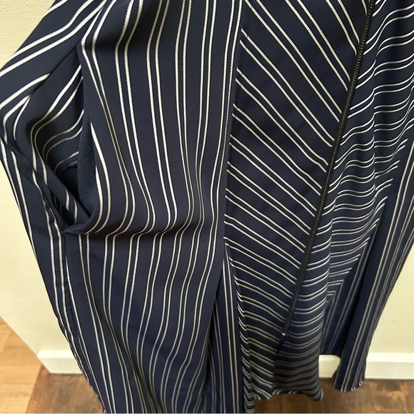 Ted Baker ~Flissie Navy Zip Front Striped Midi Dress in US size 10 (Ted size 4) - Picture 7 of 16